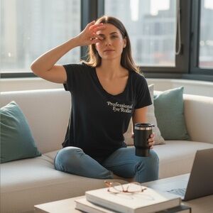 Professional Eye Roller Graphic Tee Black Funny Shirt Casual Pocket Tee